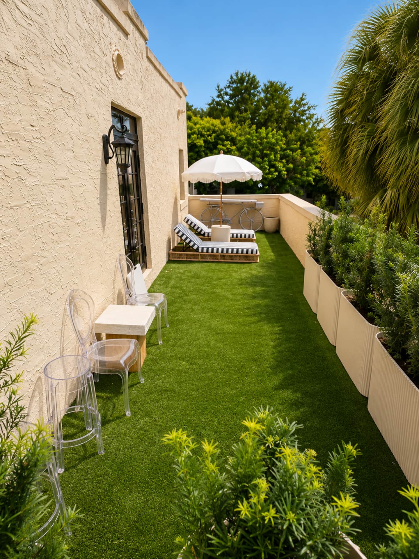 French doors from the living room to the pool